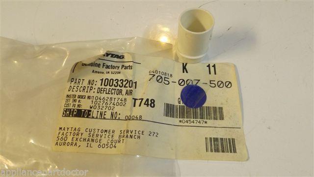 WHIRLPOOL AMANA REFRIGERATOR 10033201 Deflector, air NEW IN BAG WHIRLPOOL AMANA REFRIGERATOR 10033201 Deflector, air NEW IN BAG